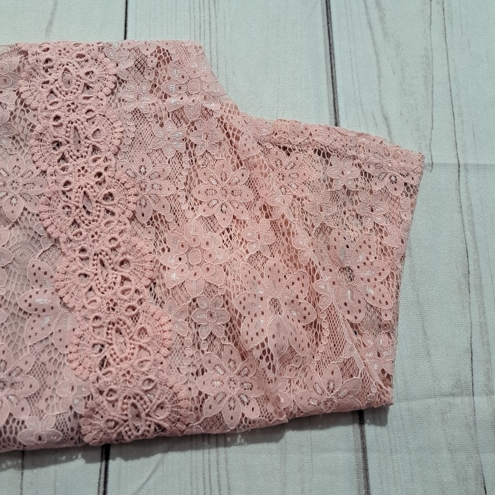 Ticosa Dress Size Large Short Sleeve Pink Lace Regencycore Bridgerton - Picture 10 of 10